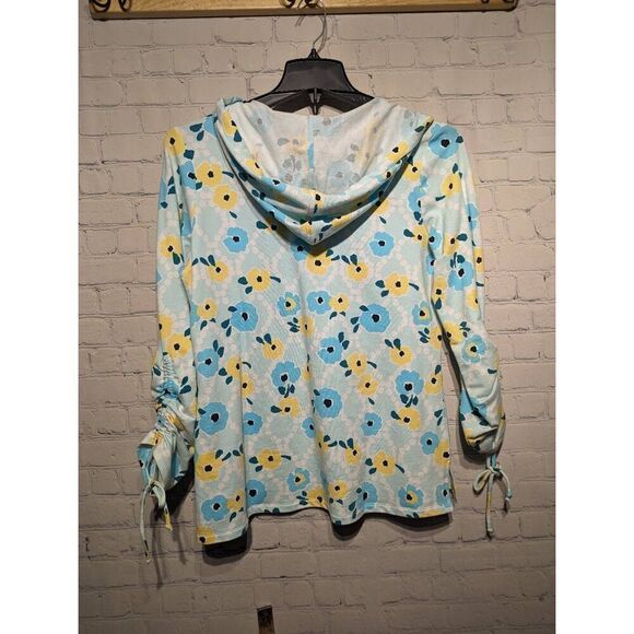 Crown & Ivy lightweight floral hoodie medium - Picture 2 of 5